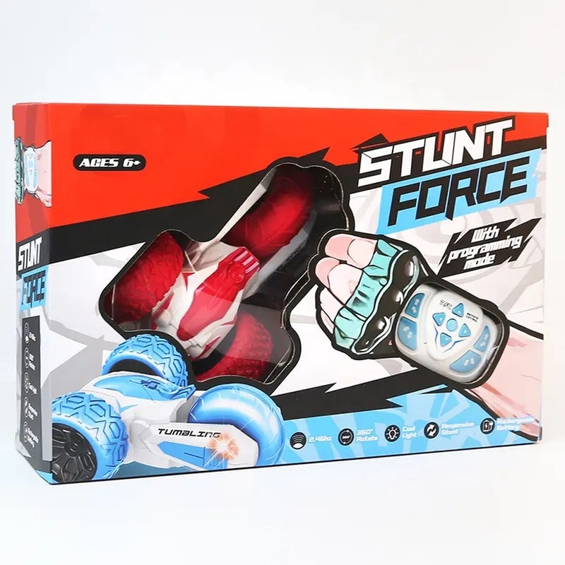 Three Wheel Rotary Stunt Force Car with Remote Control - Red - T01B - Image 2