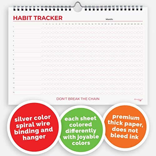 Hadigu Habit Tracker Calendar (Undated 12 Month) Colorful Motivational Design, Spiral Bound and Hanger, A4 Size (8,3"x11.7") Quality Heavy Paper, Monthly Habit Tracker Journal, Goal Tracker, Workout - Image 5