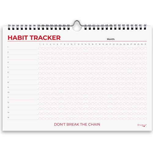 Hadigu Habit Tracker Calendar (Undated 12 Month) Colorful Motivational Design, Spiral Bound and Hanger, A4 Size (8,3"x11.7") Quality Heavy Paper, Monthly Habit Tracker Journal, Goal Tracker, Workout - Image 1