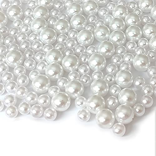Cymtoo 200pcs White Pearl Beads 8/12mm Loose Spacer Pearls No Hole for Vase Filler, Wedding, Birthday Party, Home Decoration - Image 1