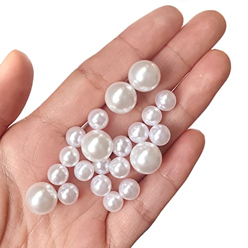 Cymtoo 200pcs White Pearl Beads 8/12mm Loose Spacer Pearls No Hole for Vase Filler, Wedding, Birthday Party, Home Decoration - Image 2
