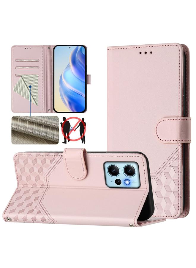 S-TOP Case For Redmi Note 12 4G Global Honeycomb Embossing RFID Leather Phone Case - Image 1