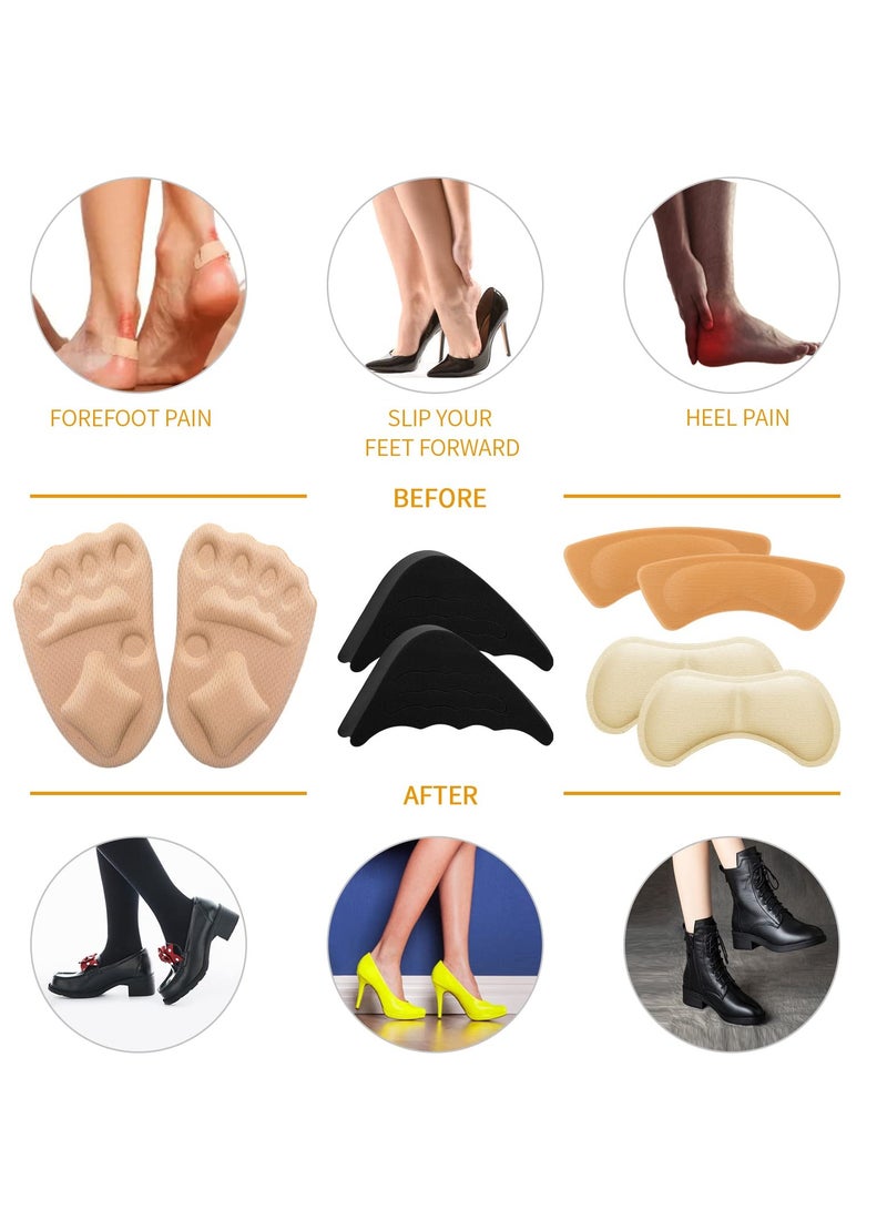 10 Pairs High Heel Cushion Pads Includes Adjustable Toe Filler Inserts Front Insoles Heel Grips Liner Insert, Preventing Too Big Shoe from Heel Slipping Blisters Relieve Pain ,Unisex Shoe Pads. - Image 5