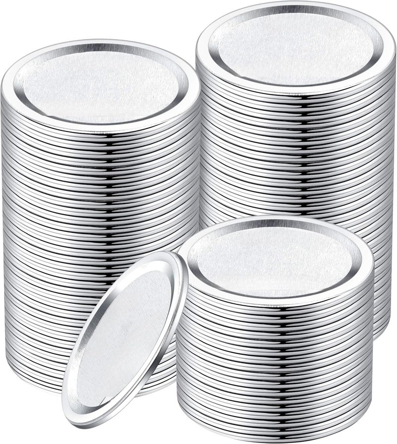 EvaHab 100-Count [Wide Mouth] Canning Lids for Ball, Kerr Jars - Split-Type Metal Mason Jar Lids for Canning - Food Grade Material, 100% Fit & Airtight for Regular Mouth Jars (86mm Wide Mouth（100 Lids）) - Image 1