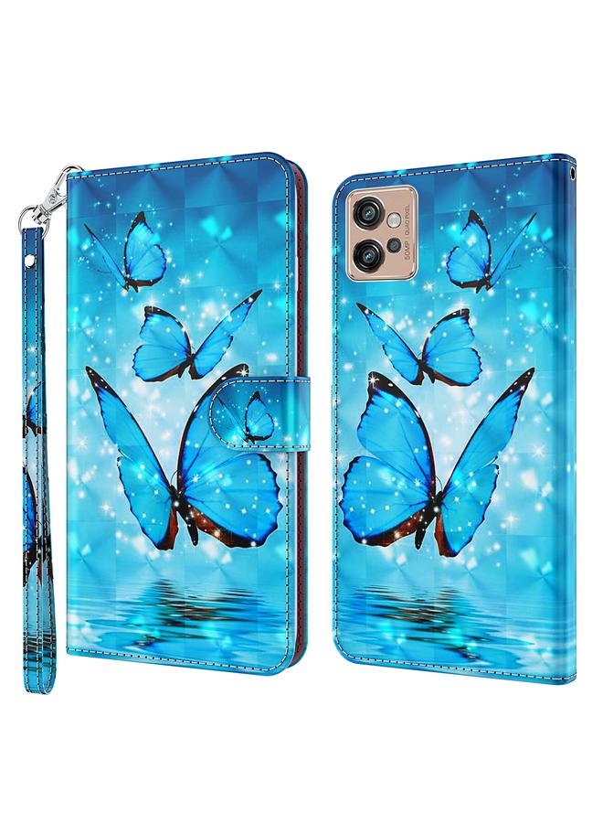 S-TOP Case For Motorola Moto G32 3D Painting Pattern TPU + PU Leather Phone Case - Image 1