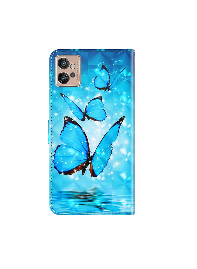 S-TOP Case For Motorola Moto G32 3D Painting Pattern TPU + PU Leather Phone Case - Image 3