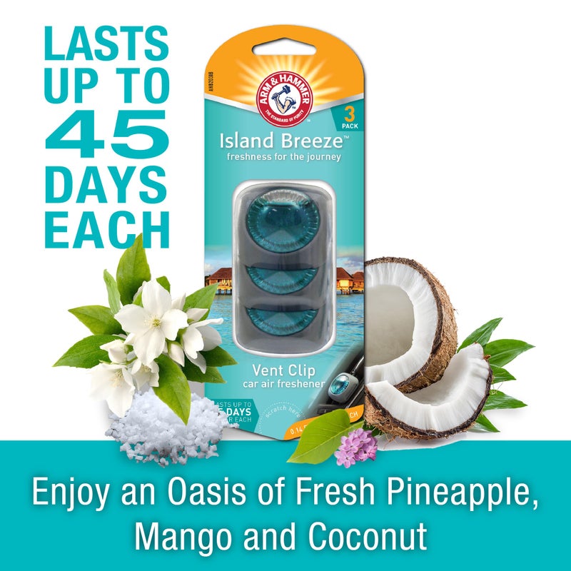 Arm & Hammer AH8203IB Island Breeze Freshness Vent Clip for Car Air Freshener 4 Pack of 3 Piece in Each - Image 5