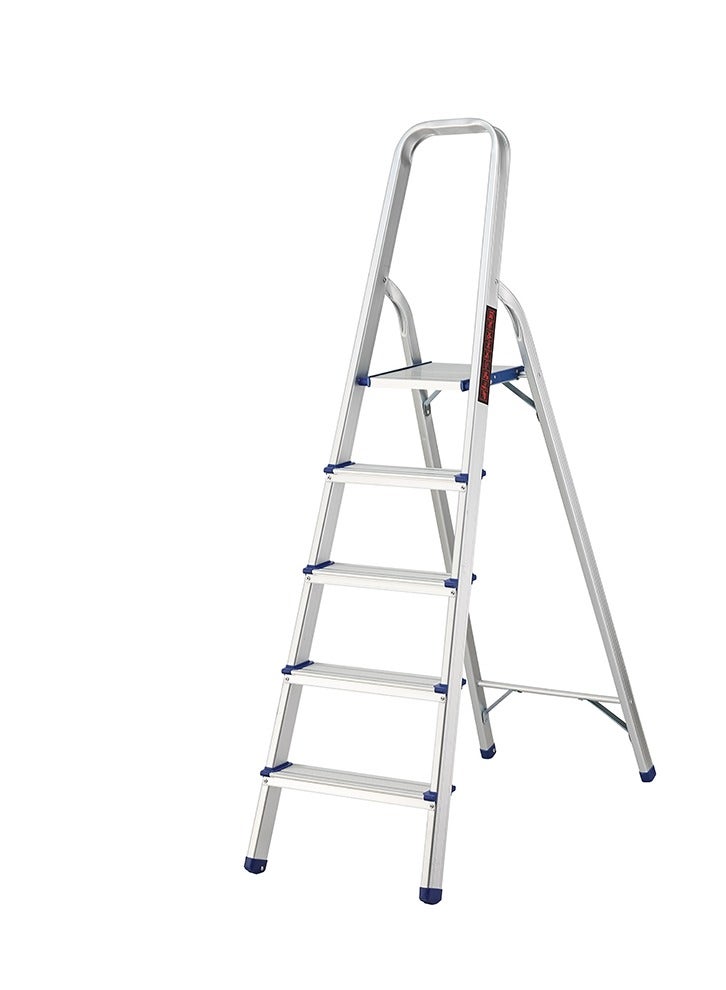 LAWAZIM 5-Step Folding Ladder - Portable and Lightweight Step Stool with Wide Anti-Slip Pedals, Space-Saving Design, Support Rod Structure, and Noise-Free Feet - for Indoor and Outdoor Use - Image 1