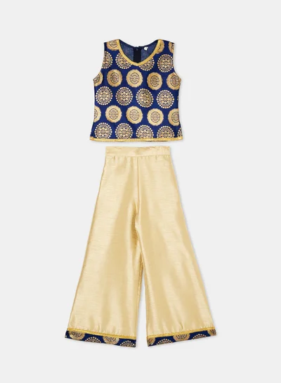 ADIVA Girl's Brocade Kurta with Palazzo Set