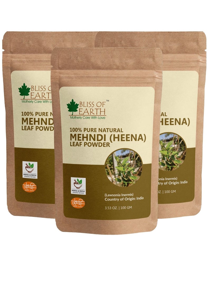 BLISS OF EARTH 100% Pure & Natural Henna Powder 3X100GM Natural Hair Color Shiny Hair Mehandi Powder - Image 1