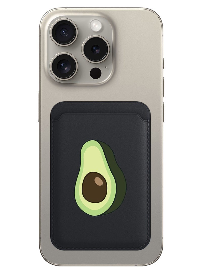 Theodor Magnetic Wallet, Compatible with MagSafe Wallet, for iPhone Wallet, for iPhone 16/15/14/13/12 Series, Not for iPhone 13/12 mini, 3 Card Holder, Vegan Leather, Black - Avacado - Image 1