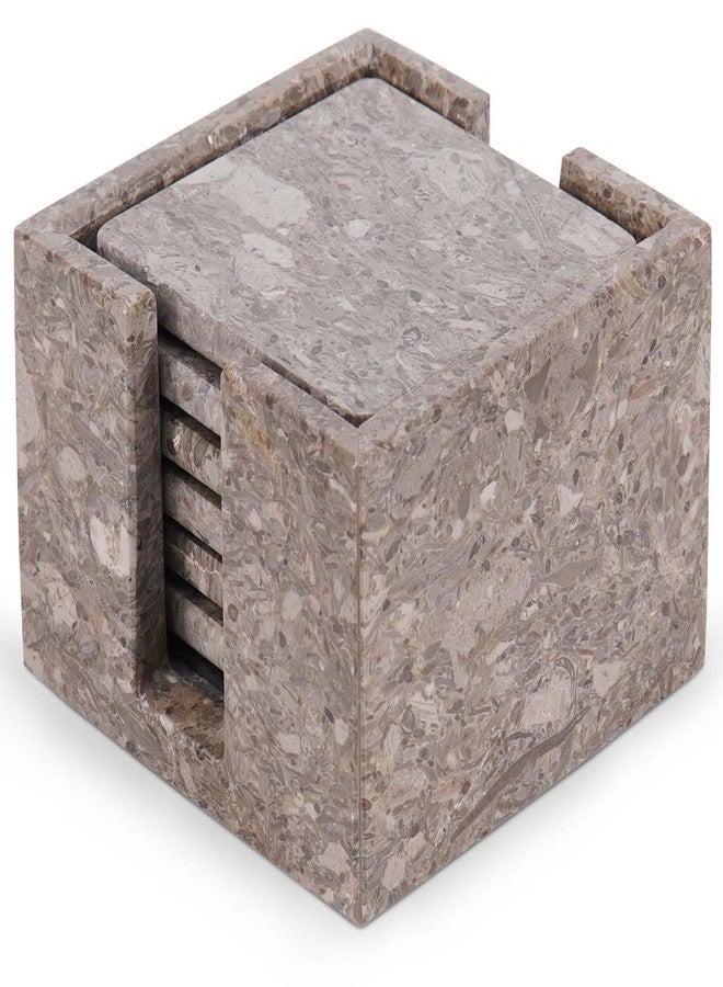 RADICALn Marble Coasters Set of 6 Oceanic 3.5 Inch Square Coaster for Drinks with Holder, Drink Coaster for Tabletop & Coffee Table Decor, Ideal Home Decor House Warming Gifts - Image 1