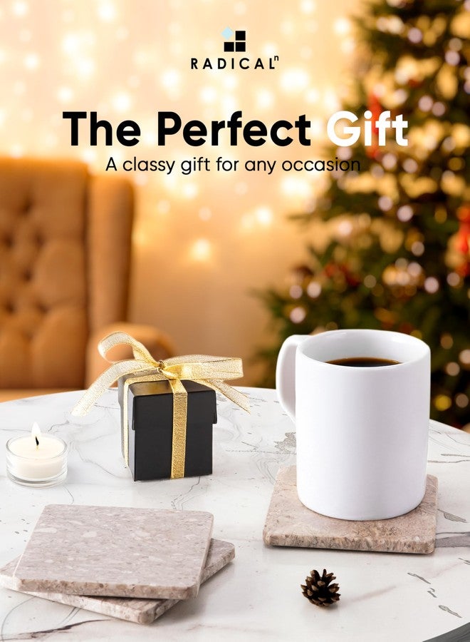 RADICALn Marble Coasters Set of 6 Oceanic 3.5 Inch Square Coaster for Drinks with Holder, Drink Coaster for Tabletop & Coffee Table Decor, Ideal Home Decor House Warming Gifts - Image 3