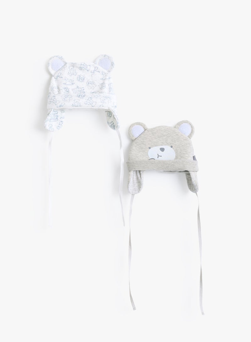 Baby Boys Teddy Cap Pack Of 2