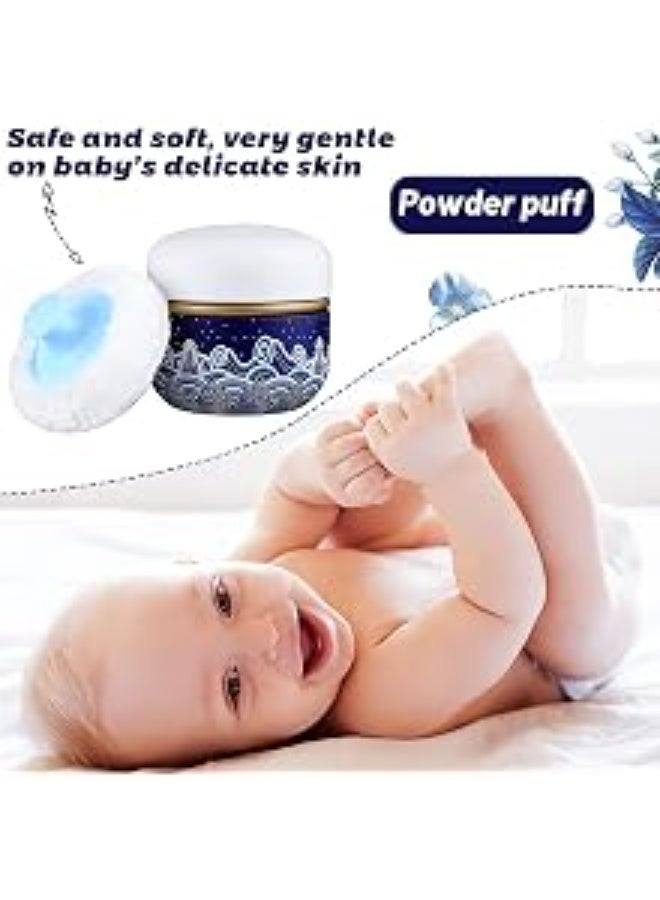 insular Talcum Powder Tin Box, Airtight Moisture-Proof Metal Powder Container with Handle Puff, Exquisite Sea Wave Pattern, Durable Multipurpose Storage for Baby & Adult Body Powder, Tea(8cm, Blue) - Image 3