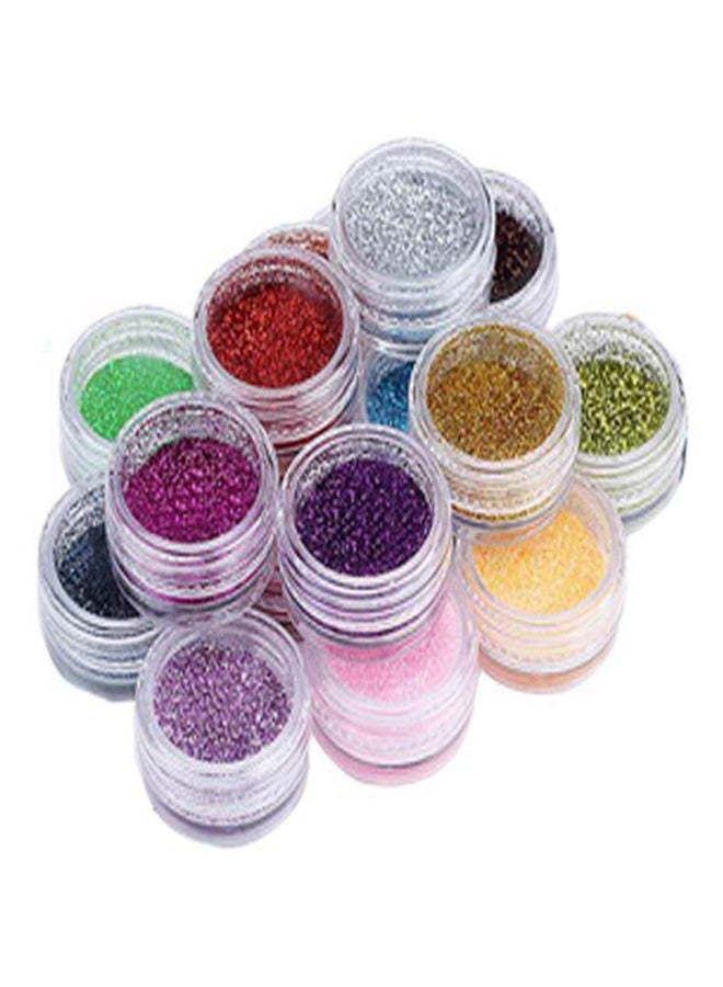 Glitter Powder Kit 24 Bottles Fine Glitter Powder with Glue Brushes Stencils for Tattoo Body Art Party Makeup Face & Nail Art Temporary Tattoo Powder Cosmetic Loose Glitter Set - Image 1