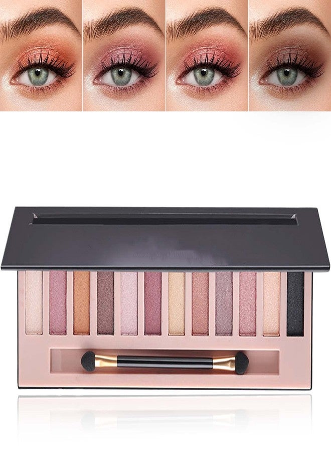DuoZeng 12 Colors Naked Eyeshadow Palette,Shimmer Glitter Eye Shadow Palette Makeup Natural Highly Pigmented Smokey Eyeshadow Palettes,Long-lasting Makeup Pallets for Women(Shimmer) - Image 1