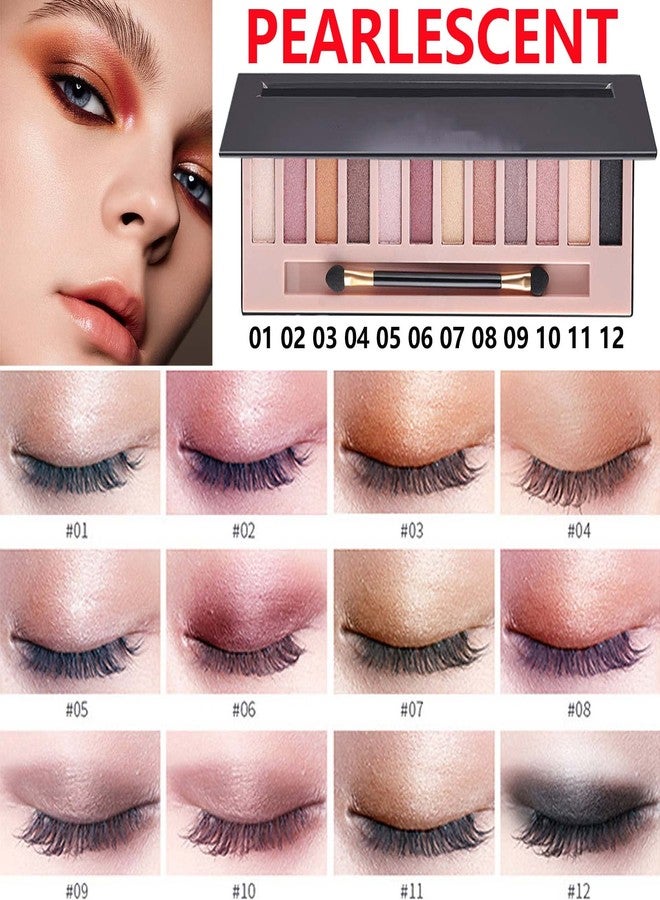 DuoZeng 12 Colors Naked Eyeshadow Palette,Shimmer Glitter Eye Shadow Palette Makeup Natural Highly Pigmented Smokey Eyeshadow Palettes,Long-lasting Makeup Pallets for Women(Shimmer) - Image 2