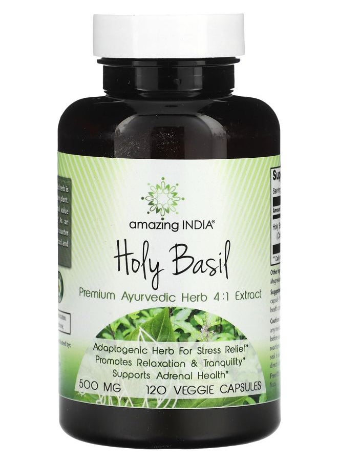 Amazing India Holy Basil 500 mg 120 Veggie Capsules 