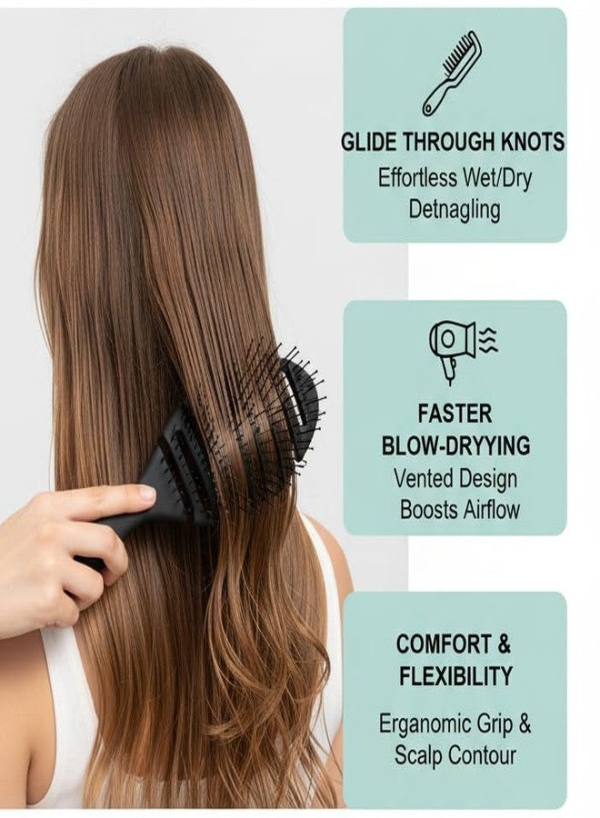 Ghelonadi 1PCS Hair Detangling Brush for Thick Curly Thin Long Short Wet or Dry Hair Adds Shine and Makes Hair Smooth, Best Paddle Hair Brush for Men Women Kids(Black) (Oval) - Image 3
