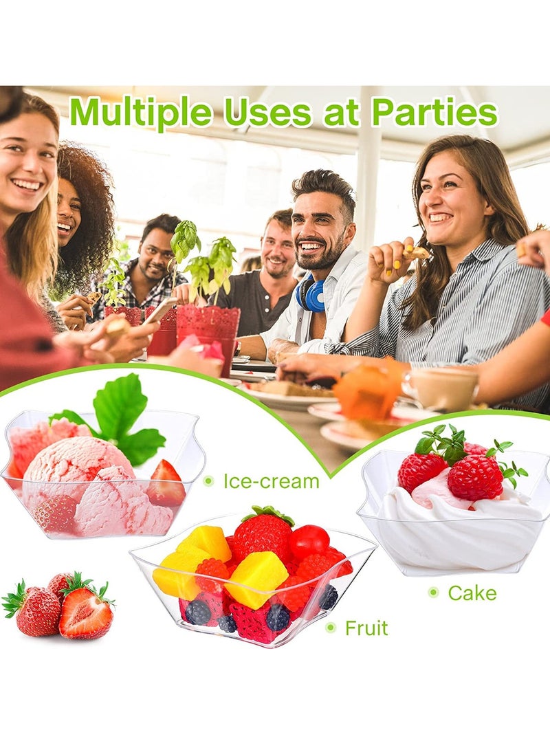 100 Pcs Mini Dessert Cups, 150ml Clear Plastic Parfait Bowls - Reusable Streamline Serving Bowls for Pudding, Mousse, and Appetizers - Perfect for Parties and Events. - Image 5