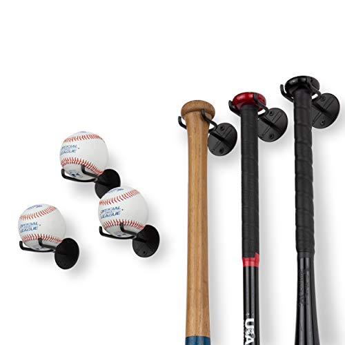 Wallniture Sporta Baseball Holder, Display Stand for Baseball Bat, Ball Storage for Wall, Bat Holder Set of 4 Black - Image 4