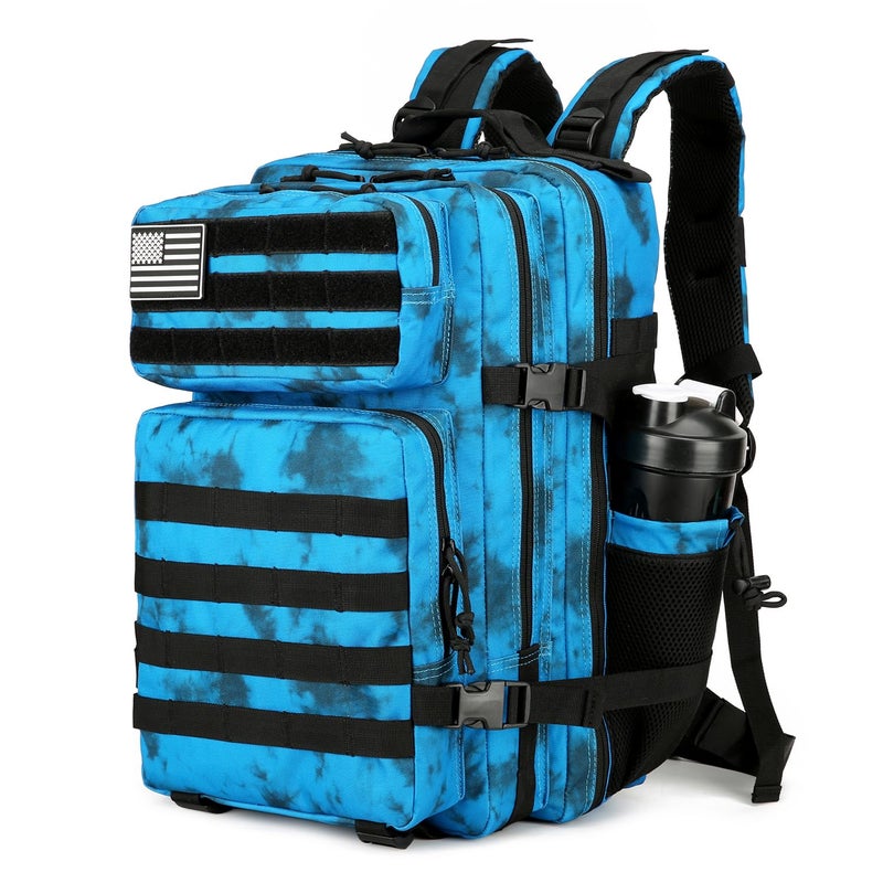 Lovelinks21 25L Tactical Backpack Military Tactical Backpack for Men and Women Small Assault Pack Outdoor Travel Hiking Camping Rucksack with Molle Webbing (Blue Water Pattern) - Image 1