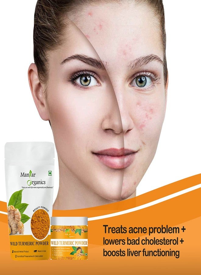ManHar Organics Natural Wild Turmeric Powder Jar 100gm | Turmeric powder for glowing skin | Kasturi Manjal for All Skin types - Image 2