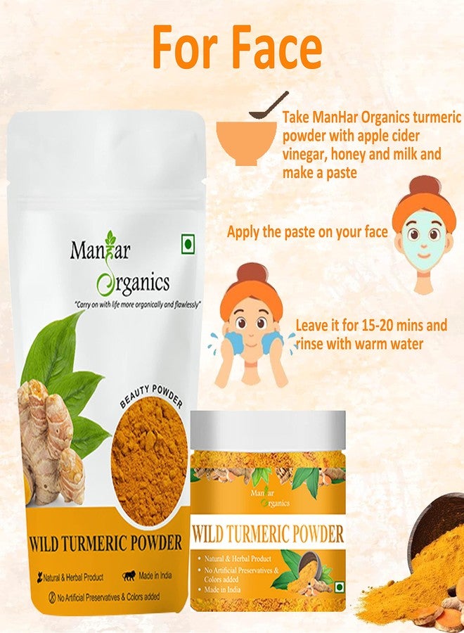 ManHar Organics Natural Wild Turmeric Powder Jar 100gm | Turmeric powder for glowing skin | Kasturi Manjal for All Skin types - Image 4