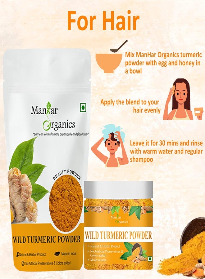 ManHar Organics Natural Wild Turmeric Powder Jar 100gm | Turmeric powder for glowing skin | Kasturi Manjal for All Skin types - Image 5