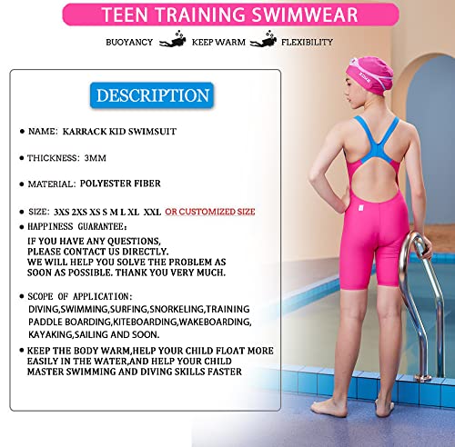 karrack Girls Swimming Suit Sports Conjoined Girls Training Competition Children Swimming Suit Rose Red - Image 5