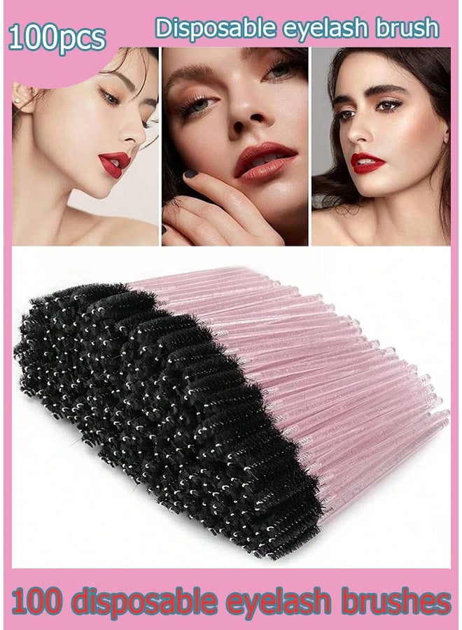 100 Pieces Disposable Eyelash Brushes, Mascara Wands Eye Lash Eyebrow Extensions Brush, Applicator Cosmetic Makeup Brush Tool, For Eyebrows and Eyelashes Pink - Image 5