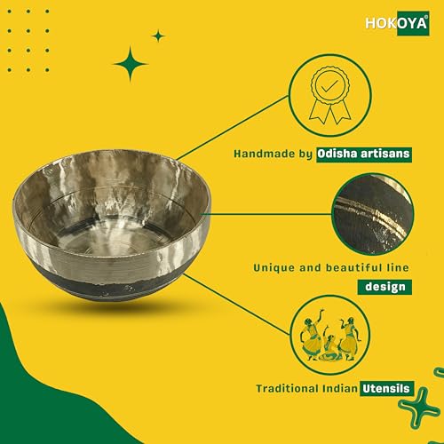 HOKOYA Bronze Dinner Set, Traditional Handmade Odisha Craft, Artisan-Made (1, Small Bronze Bowl) - Image 4