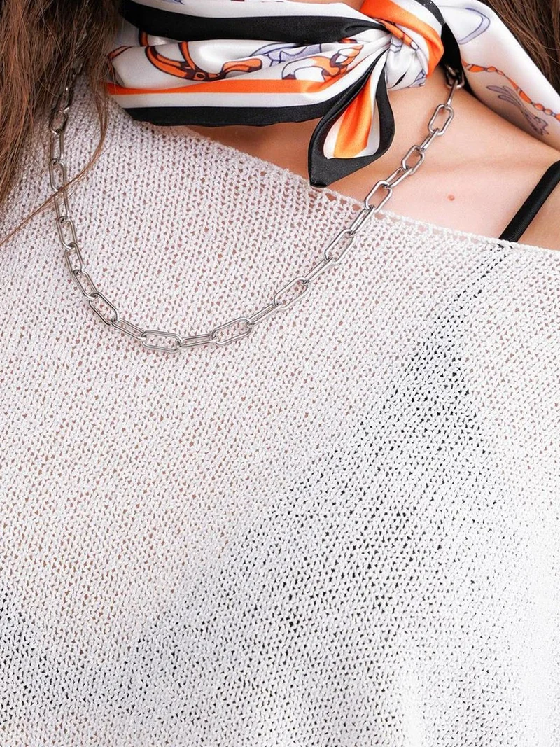 Mixray White MIXRAY Oversized Boat Neck Knit Sweater for Women | Best Price UAE