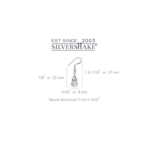 Silvershake Natural Moonstone White Gold Plated 925 Sterling Silver Victorian Swirl Style Dangle Hook Earrings - Image 2