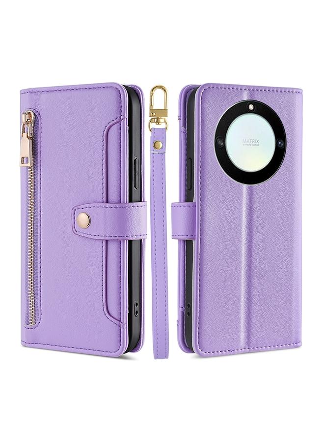 S-TOP Case For Honor X40 Sheep Texture Cross-body Zipper Wallet Leather Phone Case - Image 1