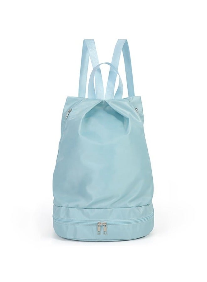 GGEROU Gym Backpack Waterproof Swimming Backpack with Shoe Compartment & Wet Pocket, Sports Travel Backpack Small Gym Bag Blue - Image 1