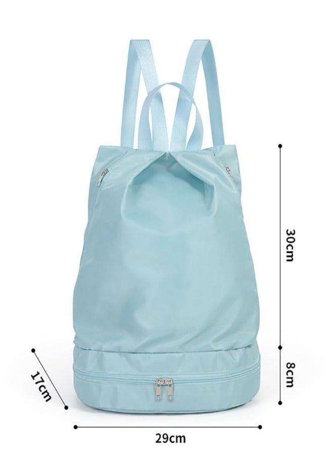 GGEROU Gym Backpack Waterproof Swimming Backpack with Shoe Compartment & Wet Pocket, Sports Travel Backpack Small Gym Bag Blue - Image 2