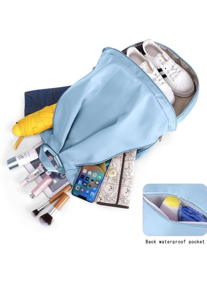 GGEROU Gym Backpack Waterproof Swimming Backpack with Shoe Compartment & Wet Pocket, Sports Travel Backpack Small Gym Bag Blue - Image 4