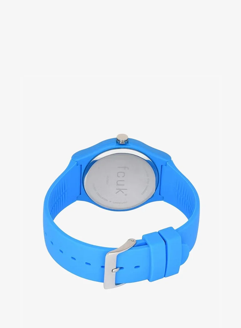 French Connection  Unisex Analog Watch With Blue Silicone Strap -33 mm  | Best Price UAE