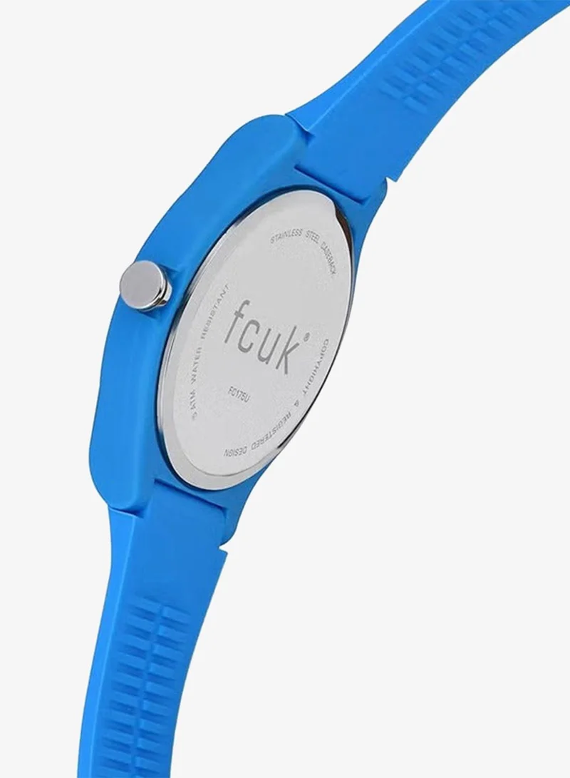 French Connection  Unisex Analog Watch With Blue Silicone Strap -33 mm  | Best Price UAE