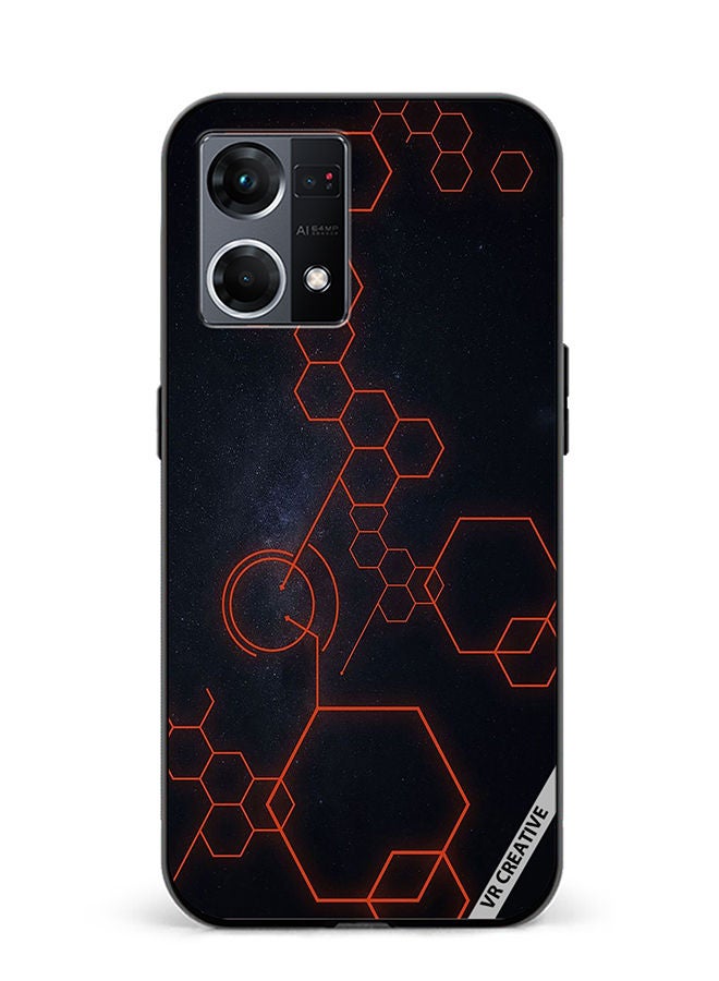 VR CREATIVE Protective Case Cover For Oppo Reno8 4G Abstract Hexagon Design Multicolour - Image 1
