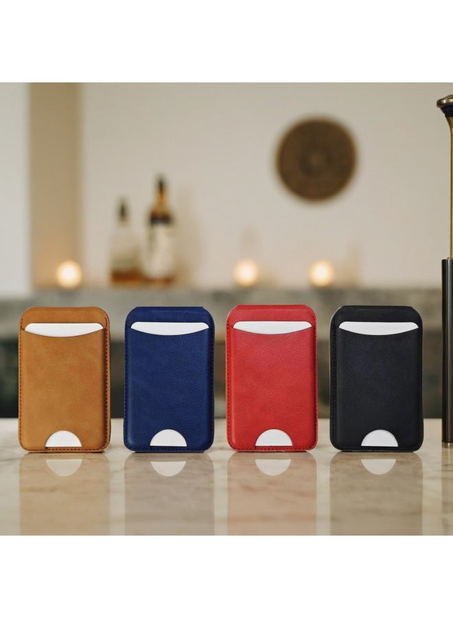 Mobile Phone Strong Magnetic Card Bag Double Card Clamp Bag Invisible Folding Desktop Portable Stand Bus Subway Storage Wallet-Colors:Red - Image 3