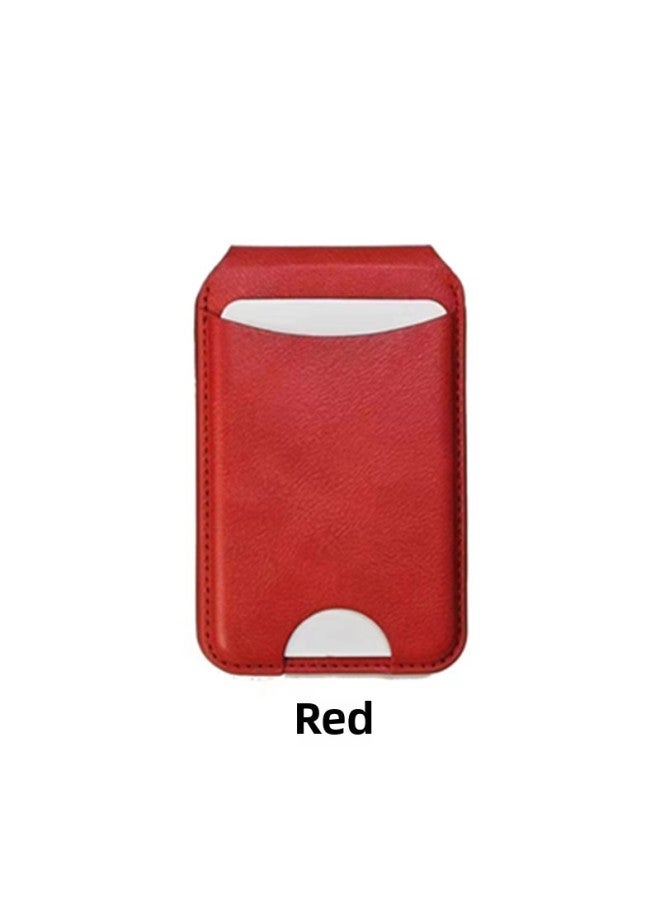 Mobile Phone Strong Magnetic Card Bag Double Card Clamp Bag Invisible Folding Desktop Portable Stand Bus Subway Storage Wallet-Colors:Red - Image 1