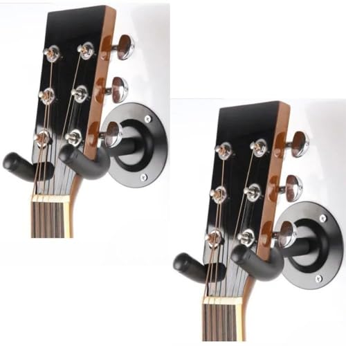 TECHBLAZE Pack of 2 Guitar Hanger Wall Mount, Guitar Hanging Stand for Wall Guitar Display Bracket Hanger Hook Holder Stand for Bass Electric Acoustic Guitar Holder- Black - Image 1