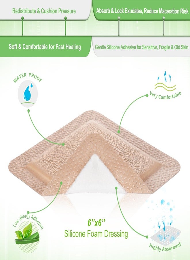 NEUHEILS Silicone Adhesive Foam Dressing with Gentle Border 6''x6'', 10 Packs for Bed Sore Leg Ulcer, High Absorbency Waterproof Silicone Wound Bandages by NeuHeils - Image 5