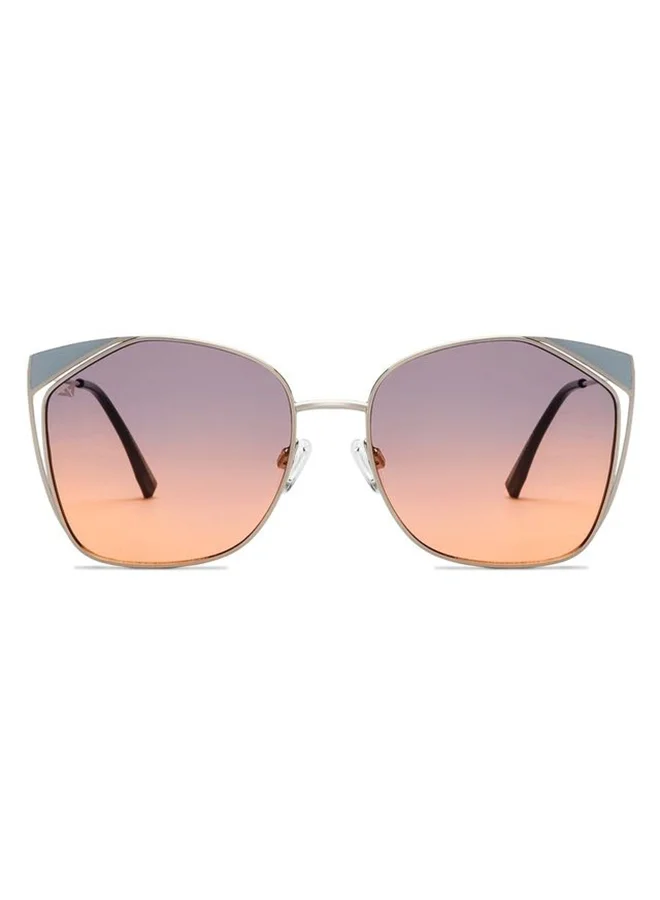 VINCENT CHASE Vincent Chase By Lenskart | Silver Dual Tone Full Rim Cat Eye | Economic Range | Branded Latest and Stylish Sunglasses | 100% UV Protected | Women | Large | VC S15795