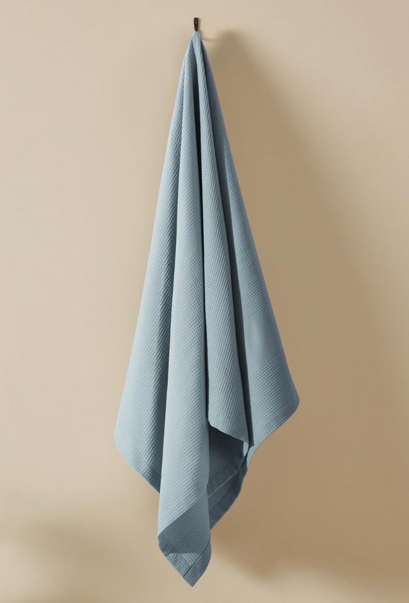 haus & kinder Maple Waffle Bath Towel | Honeycomb Bathing Towel | 100% Cotton Towel for Men, Women | Gym Towels, Spa Towel | Ultra Absorbent Towels | 220 GSM | Quick Dry Solid Bule | 75x150 cm (Blue / 75 X 150 cm) - Image 1