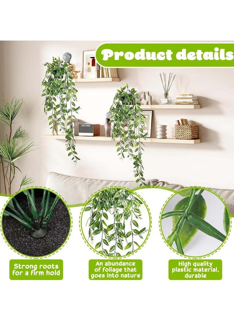 YIM-VIBEHAUS 2 Pack Fake Hanging Plants Small Artificial Plants Faux Mandara Plants for Living Room Office Shelf Decor  - Image 3