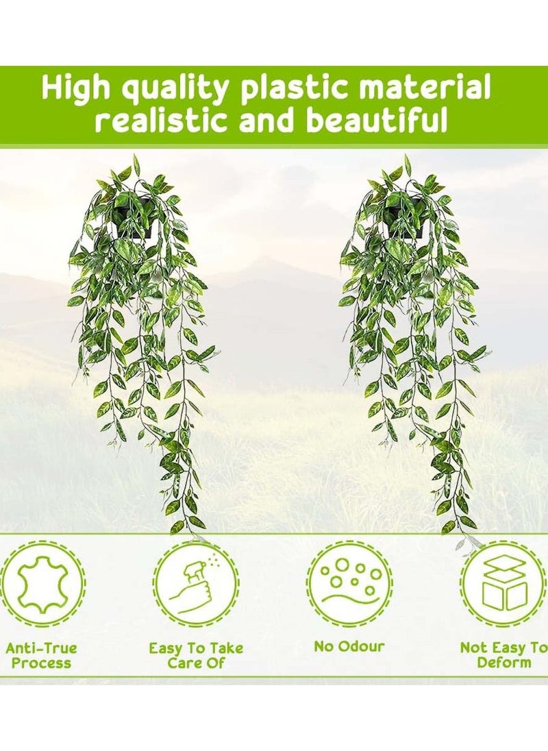 YIM-VIBEHAUS 2 Pack Fake Hanging Plants Small Artificial Plants Faux Mandara Plants for Living Room Office Shelf Decor  - Image 4